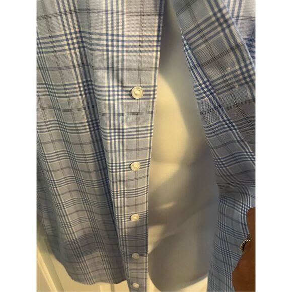 Lorenzo Uomo Blue Plaid Dress Shirt. Size 16 - Picture 6 of 7